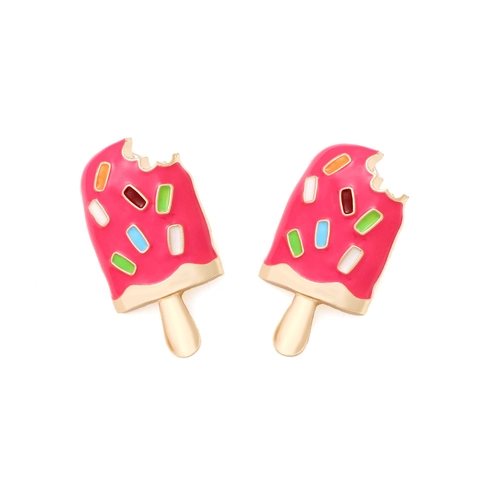 Fun Pink Enamel Popsicle Earrings Bunter Eis Am Stiel Schmuck Mit Edelstahl Ohrstecker Sommer Urlaub Stil