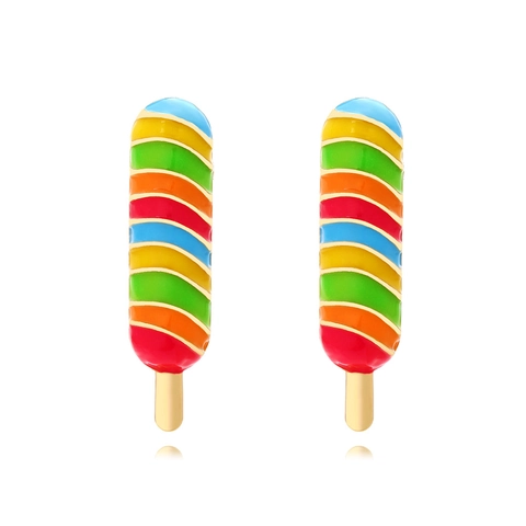 Pendientes De Polo De Arcoiris Aleación Esmalte Helado Colorido Lindo Joyería De Vacaciones Con Poste De Acero Inoxidable