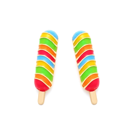 Pendientes De Polo De Arcoiris Aleación Esmalte Helado Colorido Lindo Joyería De Vacaciones Con Poste De Acero Inoxidable