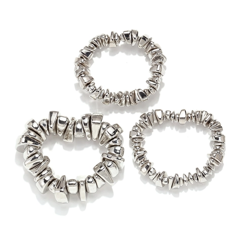 Unregelmäßiges Perlenarmband Harz Silber Metallic Punk Retro Bohemian Elastischer Schmuck Zubehör