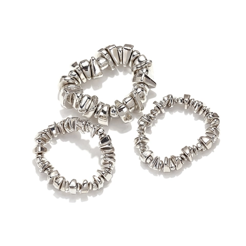 Unregelmäßiges Perlenarmband Harz Silber Metallic Punk Retro Bohemian Elastischer Schmuck Zubehör