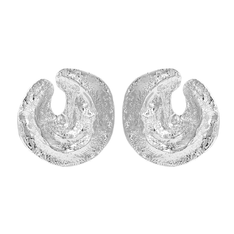 Large Textured Round Hoop Earrings Vintage Geometric C Shape Hollow Zinc Alloy Minimalist Fashion Jewelry For Women