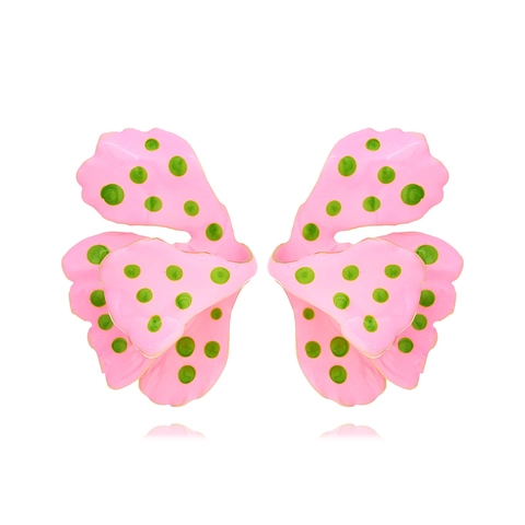 Pendientes De Botón Con Forma De Hoja Esmaltada Con Poste De Acero Inoxidable Joyería De Aleación Colorida