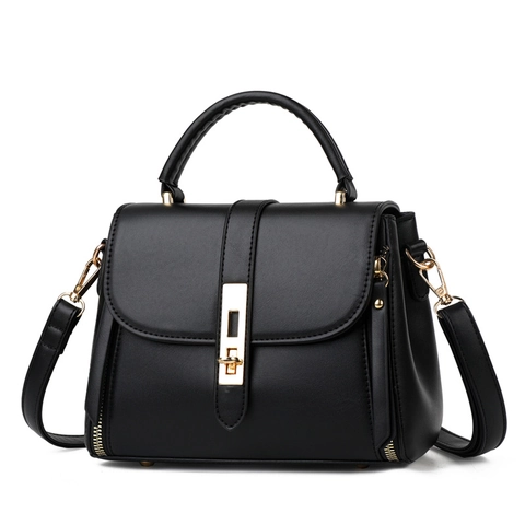 Kleine Vierkante Handtas Dames PU Leder Gouden Draaislot Schoudertas Crossbodytas Met Handvat En Afneembare Riem