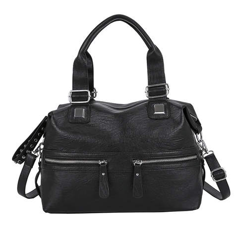 Borsa a Tracolla da Donna Grande Capacità in Pelle Sintetica PU Tote con Tasche Multiple a Cerniera Borsa Casual Moda Donna