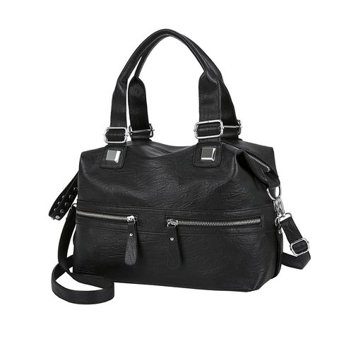 Borsa a Tracolla da Donna Grande Capacità in Pelle Sintetica PU Tote con Tasche Multiple a Cerniera Borsa Casual Moda Donna