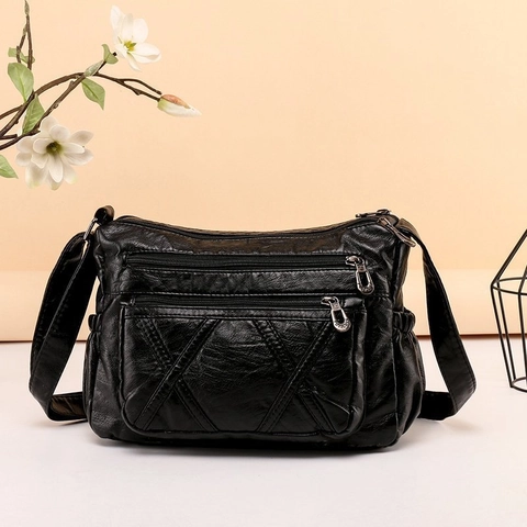 Borsa A Tracolla Da Donna In Morbida Pelle PU Con Tasche Multiple A Cerniera Grande Capacità Borsa A Spalla Casual Per Quotidiano