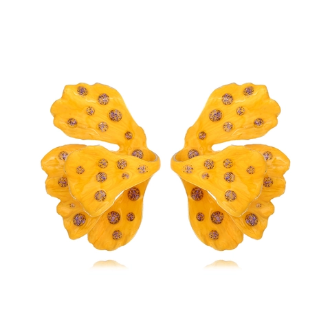 Pendientes De Botón Con Forma De Hoja Esmaltada Con Poste De Acero Inoxidable Joyería De Aleación Colorida