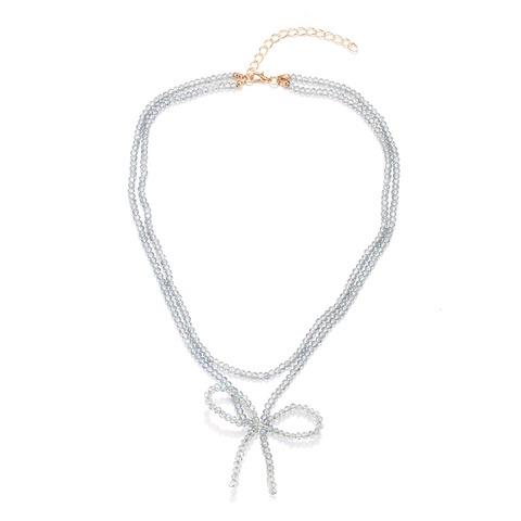 Collana A Strati Di Perline Cristallo Perle Di Vetro Ciondolo A Fiocco Gioielli Bohémien Eleganti Da Donna Fatti A Mano Regolabile