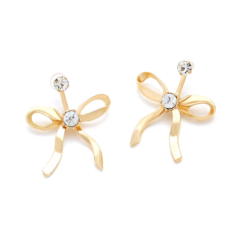Vintage Stil Schleife Ohrstecker Zinklegierung Straß Besetzt Mode Eleganter Statement Schmuck Für Damen