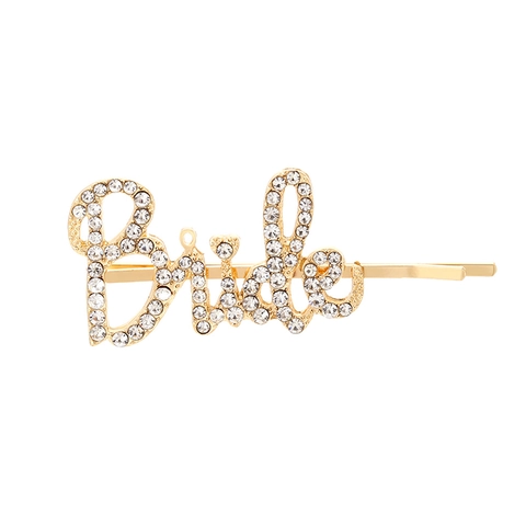 Eleganter Bride Buchstaben Legierung Strass Haarclip Goldener Bobby Pin Für Hochzeit Braut Party Damen Haarschmuck