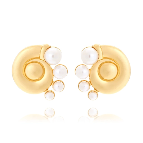 Vintage Gold Conch Muschel Spiral Ohrringe Mit Künstlichen Künstliche Perlen Französischer Stil Legierung Schmuck Damen Urlaub