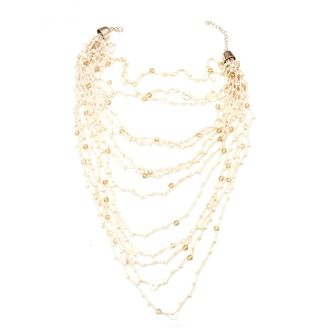 Bohemian Multi Layer Woven Cotton Rope Necklace With Shell Glass Beads Alloy Clasp Statement Jewelry For Women Boho