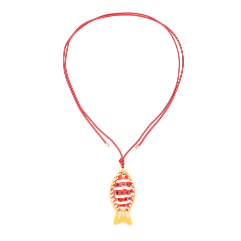 Fisch Anhänger Halskette Handgefertigt Harz Cartoon Clownfisch Tropenfisch Mit Roter Geflochtener Kordel Schmuck Für Damen