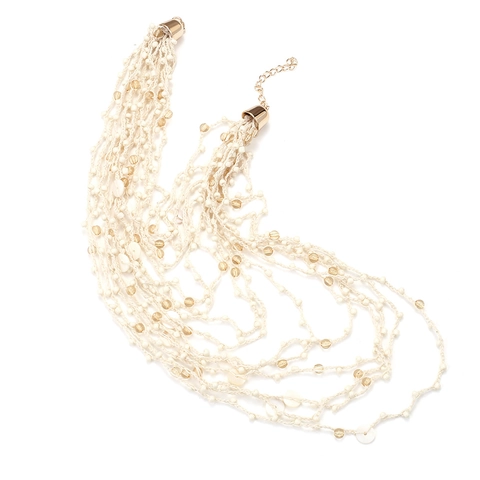 Bohemian Multi Layer Woven Cotton Rope Necklace With Shell Glass Beads Alloy Clasp Statement Jewelry For Women Boho