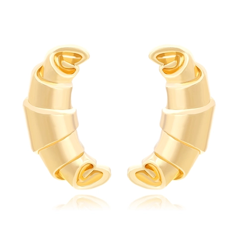Croissant Creolen Zinklegierung Poliertes Metall Spiraltextur Klobige C-Förmige Französische Retro-Vintage Für Frauen