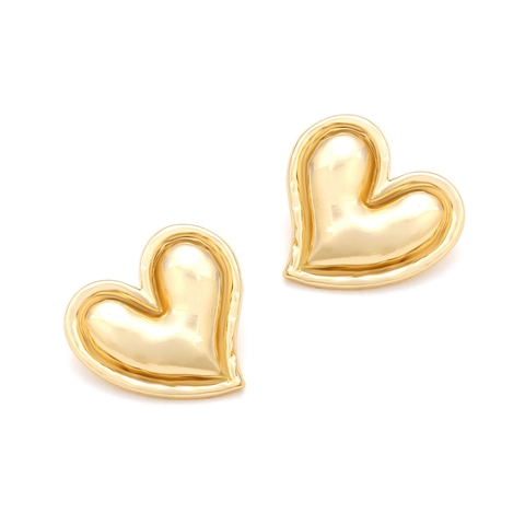Übertriebene 3D Puffy Herz Ohrstecker Zinklegierung Vintage Personalisierte Hochglanz Statement Schmuck Für Damen
