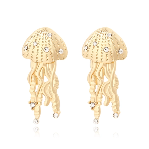 Jellyfish Drop Earrings Alloy Rhinestone Ocean Theme Marine Animal Dangle For Women Personalized Exaggerated Fashion