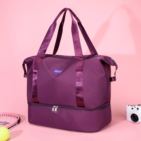 Bolsa de Viaje Gran Capacidad Mujer Impermeabile Nailon Bolsa de Deporte Con Compartimento para Zapatos Separación Seco Húmedo Bolsa de Fitness