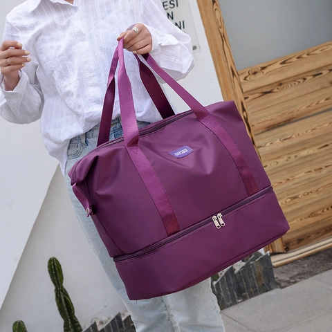 Bolsa de Viaje Gran Capacidad Mujer Impermeabile Nailon Bolsa de Deporte Con Compartimento para Zapatos Separación Seco Húmedo Bolsa de Fitness