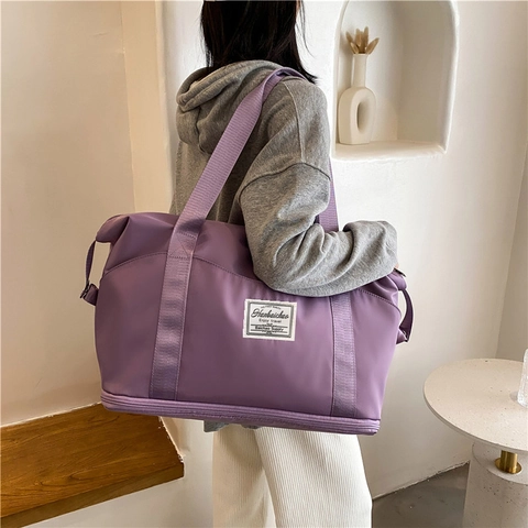 Borsa da Viaggio Donna Grande Capacità Nylon Impermeabile Separazione Secco Umido Fitness Yoga Palestra Borsa a Tracolla