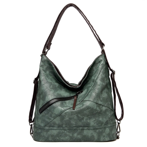 Retro PU-Leder Damen Schultertasche Mit Großer Kapazität Mehrzweck Tote Hobo Tasche Mit Schrägem Reißverschluss Casual Street Handtasche