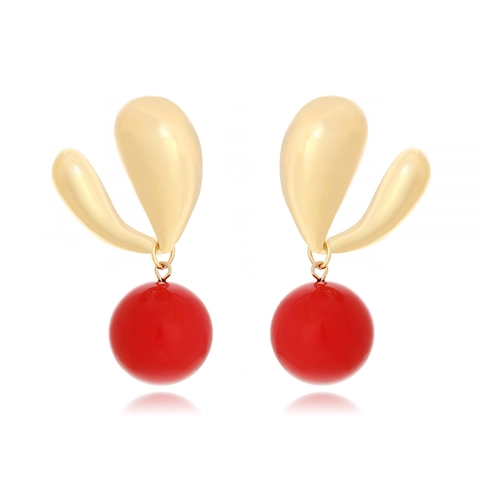 Drop Dangle Ohrringe Gold Metall Harzkugel Kunstperle Süß Elegant Modern Minimalistisch Damen Mit Edelstahl Ohrstecker
