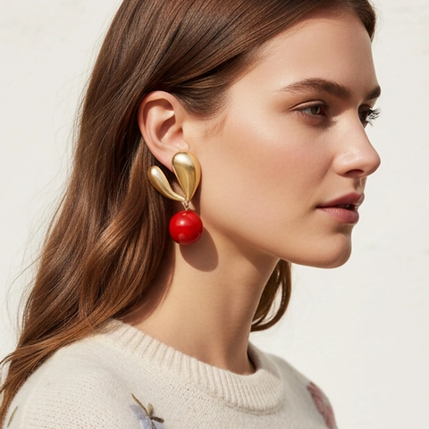 Drop Dangle Ohrringe Gold Metall Harzkugel Kunstperle Süß Elegant Modern Minimalistisch Damen Mit Edelstahl Ohrstecker