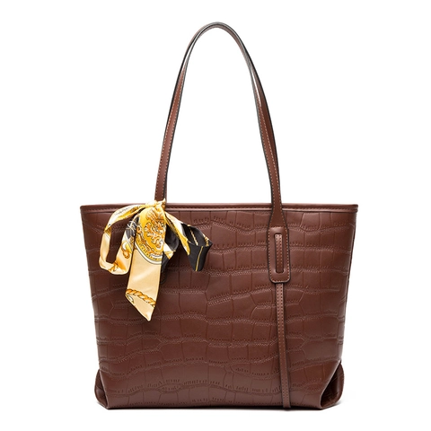 Kroko Muster Tote Umschlag Handtasche Und Geldbörse PU Leder Elegant Büro Mit Dekorativem Satinnschal Für Damen