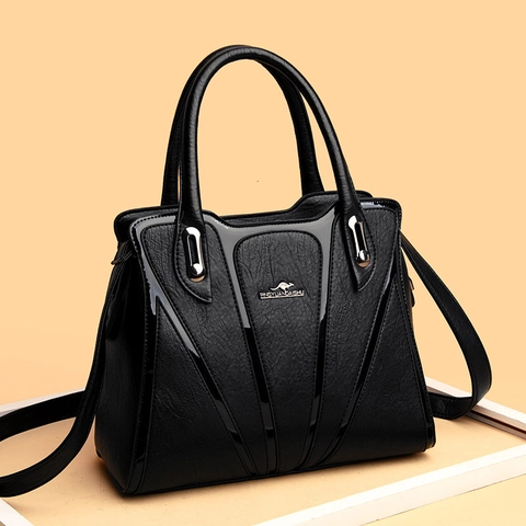 Women Handbag Large Capacity PU Leather Tote Shoulder Bag Lychee Pattern Commuter Stylish Multi Compartment Detachable Strap