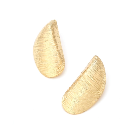Orecchini A Mezzaluna Geometrici Strutturati Oro Increspato Gioielli In Lega Con Perno In Argento Per Donna Moda Minimalista