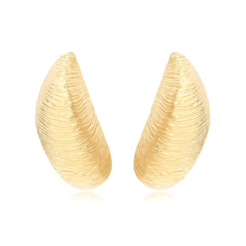 Orecchini A Mezzaluna Geometrici Strutturati Oro Increspato Gioielli In Lega Con Perno In Argento Per Donna Moda Minimalista