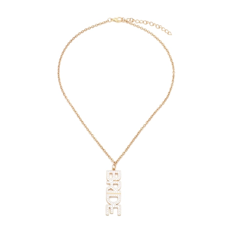 Collier Pendentif Lettre Bride Vertical Émail Alliage Ton Or Bijoux De Mariage Fête De Mariée Pour Femmes