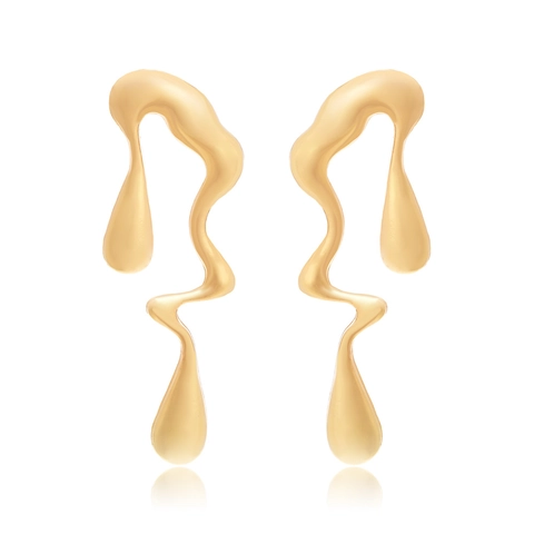 Liquid Metal Molten Drip Earrings For Women Abstract Geometric Teardrop Alloy Minimalist Vintage Artistic Accessory