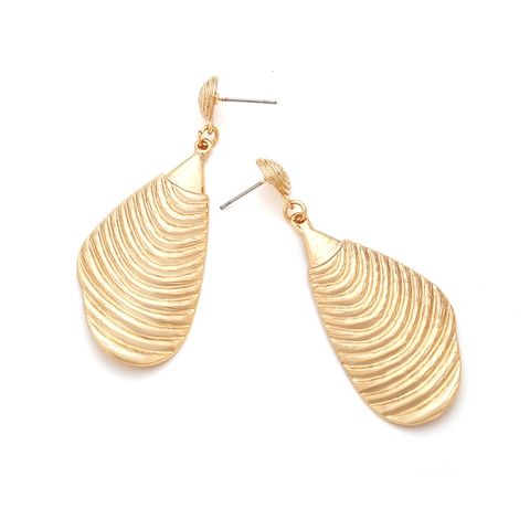 Geometrische Muschel Hängeohrringe Gold Texturierte Welle Metalllegierung Retro Mode Für Damen