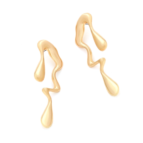 Liquid Metal Molten Drip Earrings For Women Abstract Geometric Teardrop Alloy Minimalist Vintage Artistic Accessory