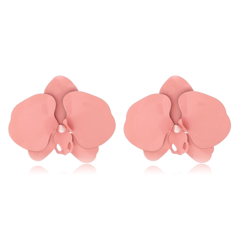 Boucles D'oreilles Orchidées En Alliage Peint Mat Avec Künstliche Perle D'imitation Bijoux De Mode Pour Femmes