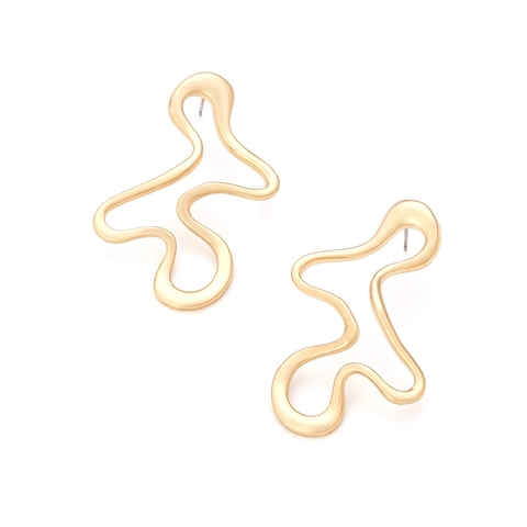 Orecchini A Lobo Con Onde Irregolari Retro Lega Di Zinco Geometrico Cavo Stile Metallo Liquido Minimalista Per Donna Oro