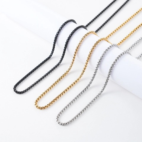 Box Chain Halskette Edelstahl Polierte Gliederkette Unisex Schmuck Accessoires