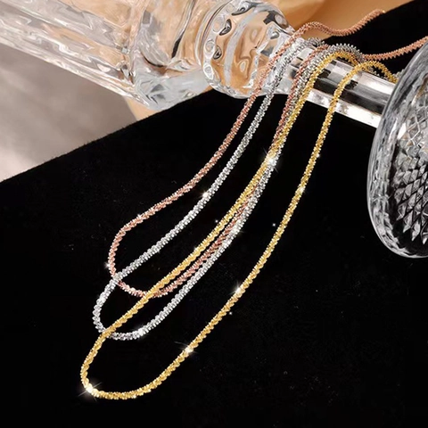 Sparkling Stainless Steel Starry Chain Necklace Minimalist Elegant Clavicle Link Jewelry For Women