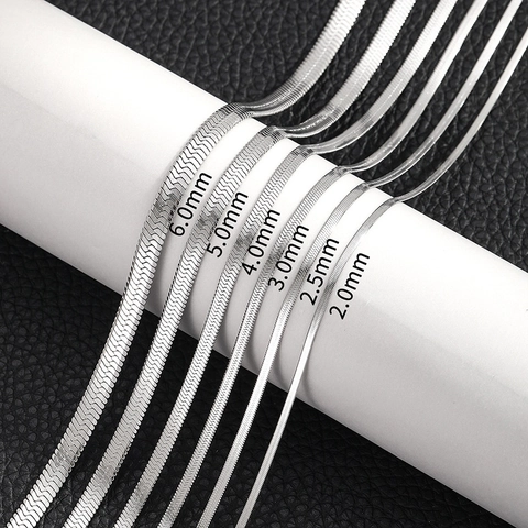 Minimalist Flat Snake Chain Necklace Stainless Steel Herringbone Clavicle Chain For Men And Women Fashion Jewelry