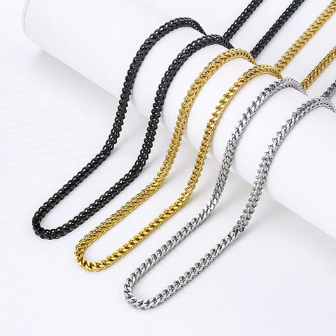 Collar Cadena Franco De Acero Inoxidable Pulido Espejo Eslabón Trigo Spiga Para Hombre Mujer Joyería Moda Hip Hop