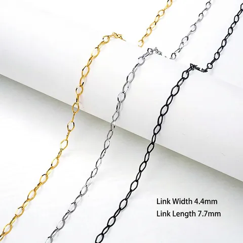 Edelstahl Oval Gliederkette Halskette Trendy Minimalist Punk Schmuck Für Damen Herren Karabinerverschluss Pulloverkette
