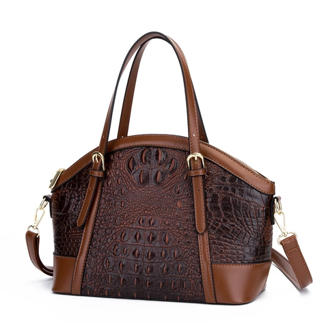 Krokodil Prägung PU Leder Handtasche Muschelform Schulter Umhängetasche Mode Vintage Für Damen Goldene Hardware