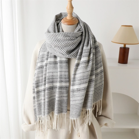 Winter Sjaal Voor Dames Kasjmierachtig Polyester Warm Ruit Visgraat Franje Zachte Grote Omslagdoek