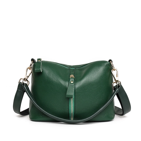 Women Minimalist Cowhide Leather Tote Bag Pebbled Texture Shoulder Crossbody Handbag With Gold Hardware Fashion Commute Bag