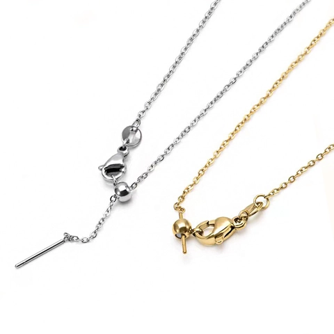 Collar De Cadena Ajustable Acero Inoxidable 304 Cuenta Deslizante Extremo De Aguja Eslabón Cruzado Martillado Para Mujer