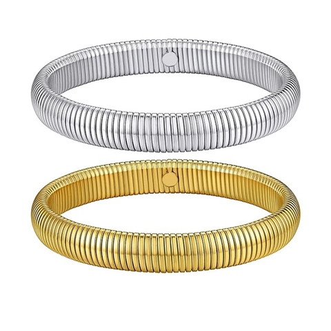 Bracciale Elastico Stile Tubogas In Acciaio Inossidabile Braccialetto A Spirale Minimalista Per Uomo E Donna Gioielli