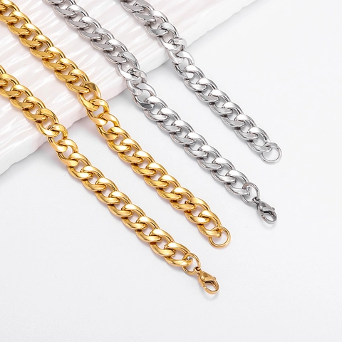 Hip Hop Stainless Steel Cuban Link Necklace For Men Women NK Chain Minimalist Punk Jewelry Geometric Polished Steel Necklace