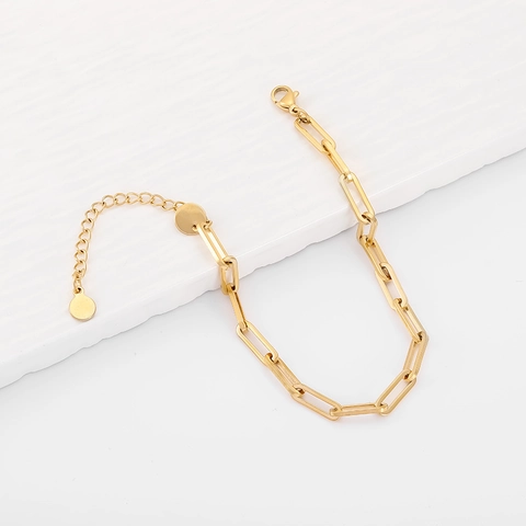 Bracciale A Catena Graffetta Acciaio Inossidabile Placcato Oro 18K Geometrico Minimalismo Gioielli Regolabili Per Donna Uomo